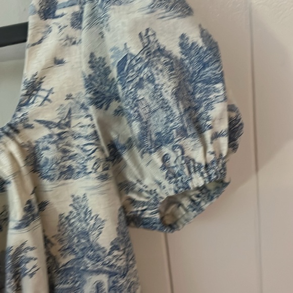 Cute Cottagecore Fit and Flare Toile de Jouy Blue & Ivory Dress Sz 6 - Picture 7 of 8